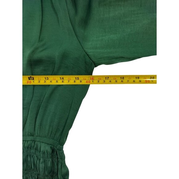 Philosophy Republic Green Pleated Waist Long-Sleeve Blouse XS 100% Polyester. - Picture 6 of 8